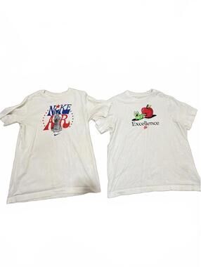 Nike Kids Boys White Graphic T-Shirts Lot of 2 XL